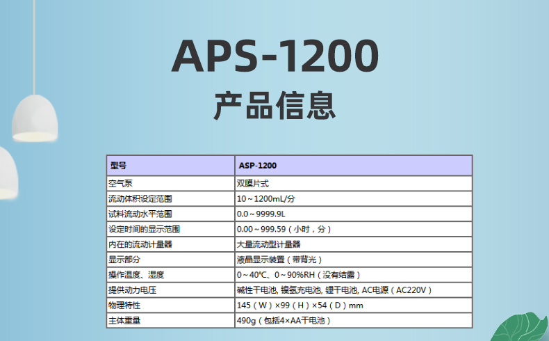 ASP-1200檢測儀器參數信息